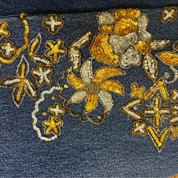 Vintage Style Midnight Velvet Floral Sequins Jeans Size 22W - Picture 5 of 14